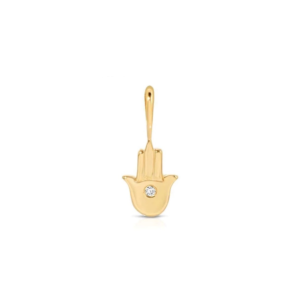 Tiny Hamsa Charm 14k + diamond